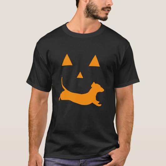 Retro Dackel Hexenhund Spooky Jahreszeit Halloween T-Shirt (Vorderseite)
