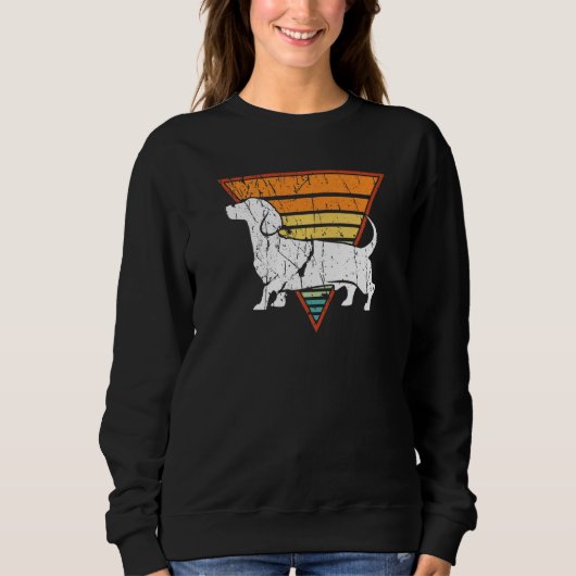 Retro Dackel Hund Sweatshirt (Vorderseite)