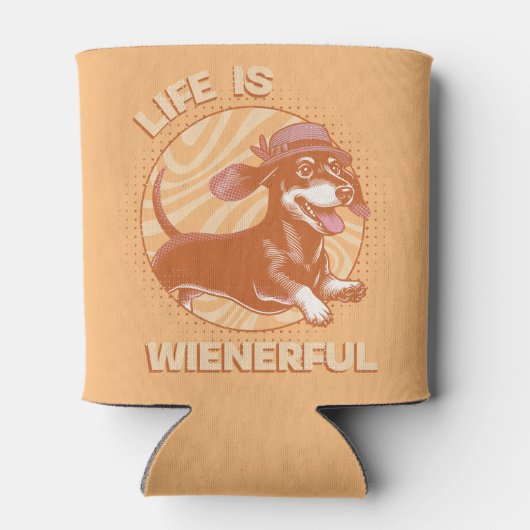 Retro Dackel "Life is Wienerful" Niedlich Funny Dosenkühler (Rückseite)