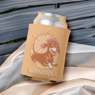 Retro Dackel "Life is Wienerful" Niedlich Funny Dosenkühler