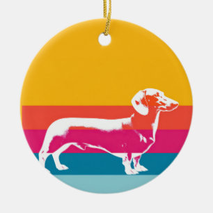 Retro-Dackel-Silhouette – Bunte Pop-Hunde-Kunst Keramik Ornament