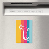 Retro-Dackel-Silhouette – Bunte Pop-Hunde-Kunst Magnet (In Situ (Geschirrspüler))
