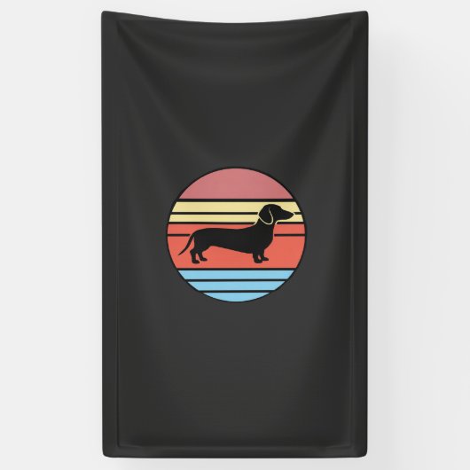 Retro-Dackel-Sonnenuntergangs-Vektor Banner (Vertikal)