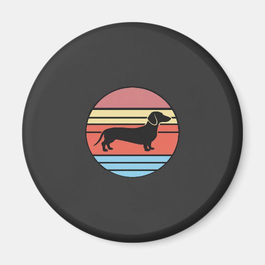 Retro-Dackel-Sonnenuntergangs-Vektor Magnet (Vorne)