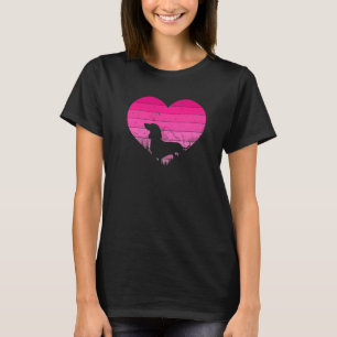 Retro Dackel Vintages Herz Valentine T-Shirt