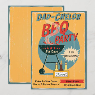 Retro Dad-Chelor BBQ-Party Baby Shower Einladung