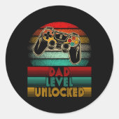 Retro Dad Level Unlocked New Dad Controller Father Runder Aufkleber (Vorderseite)
