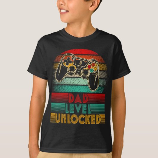 Retro Dad Level Unlocked New Dad Controller Father T-Shirt (Vorderseite)