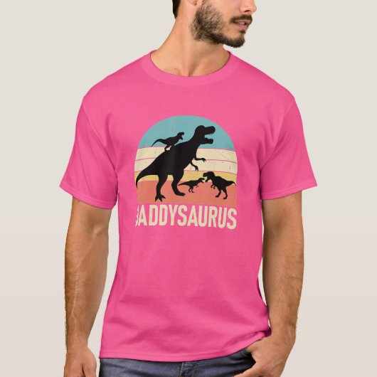 Retro Daddy Dinosaur Daddysaurus Vater Day T-Shirt (Vorderseite)