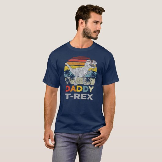 Retro Daddysaurus T Rex Dinosaur Daddy Saurus T-Shirt (Vorne ganz)