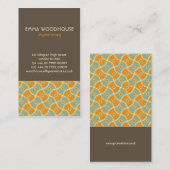 Retro! Dahlie Brown, Orange und Aqua Visitenkarte (Vorne/Hinten)