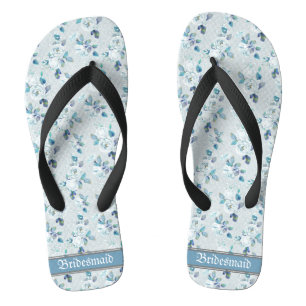 Retro Dainty Pastel Florals Wedding Bridesmaid Badesandalen