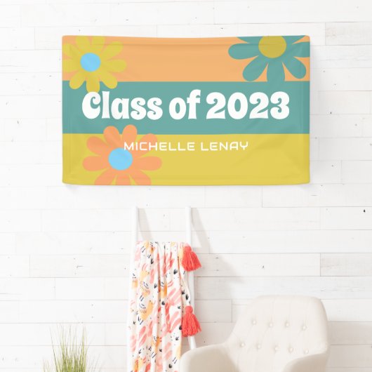 Retro Daisies Abschluss 2023 Mädchen Personalisier Banner (Insitu)