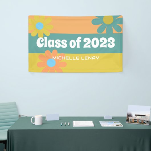 Retro Daisies Abschluss 2023 Mädchen Personalisier Banner (Messeveranstaltung)
