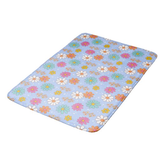 Retro Daisies Bath Mat Badematte (Schrägansicht)