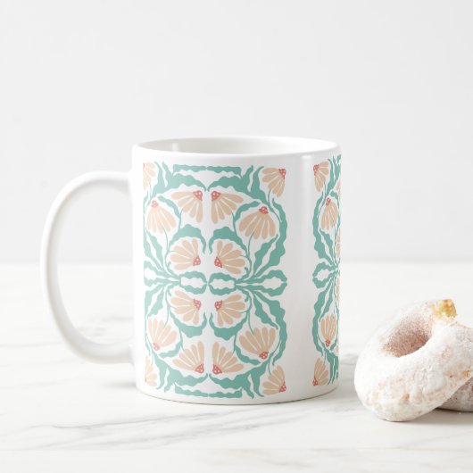Retro Daisies Birth Flower April Kaffeetasse (Mit Donut)
