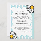 Retro Daisies Blue 2 Foto Adoption Day Courthouse Einladung (Vorderseite)