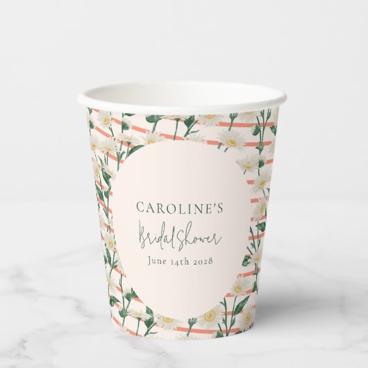 Retro Daisies Blumengrün Brautparty Custom Pappbecher (Vorderseite)