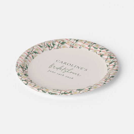 Retro Daisies Blumengrün Brautparty Custom Pappteller (Schrägansicht)