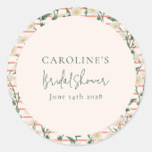 Retro Daisies Blumengrün Brautparty Custom Runder Aufkleber (Vorderseite)