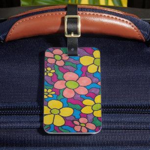 Retro Daisies farbenfrohe Printwerbung Gepäckanhänger