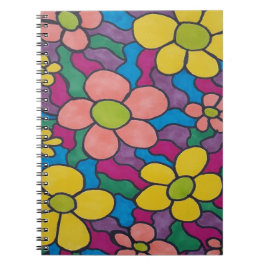 Retro Daisies farbenfrohe Printwerbung Notizblock