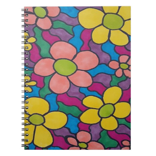 Retro Daisies farbenfrohe Printwerbung Notizblock (Vorderseite)