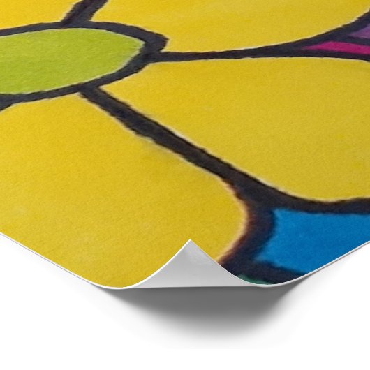 Retro Daisies farbenfrohe Printwerbung Poster (Ecke)