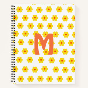 Retro Daisies Gelbe und Orange und Weiße Blume Notizblock