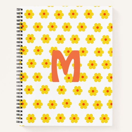 Retro Daisies Gelbe und Orange und Weiße Blume Notizblock (Vorderseite)
