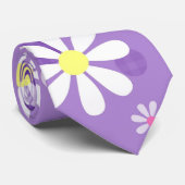 Retro Daisies Lila Gingham Circles Krawatte (Gerollt)
