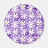 Retro Daisies Lila Gingham Circles Magnet (Vorne)
