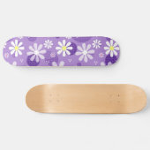 Retro Daisies Lila Gingham Circles Skateboard (Horizontal)