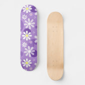 Retro Daisies Lila Gingham Circles Skateboard (Vorderseite)