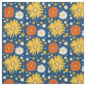 Retro Daisies Muster Deep Blue Stoff (Muster)