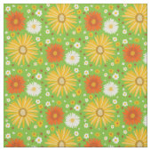 Retro Daisies Muster Green Stoff (Muster)