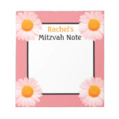 Retro Daisies Pink Girl's Mitzvah Notes Notepad Notizblock (Vorderseite)