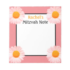 Retro Daisies Pink Girl's Mitzvah Notes Notepad Notizblock