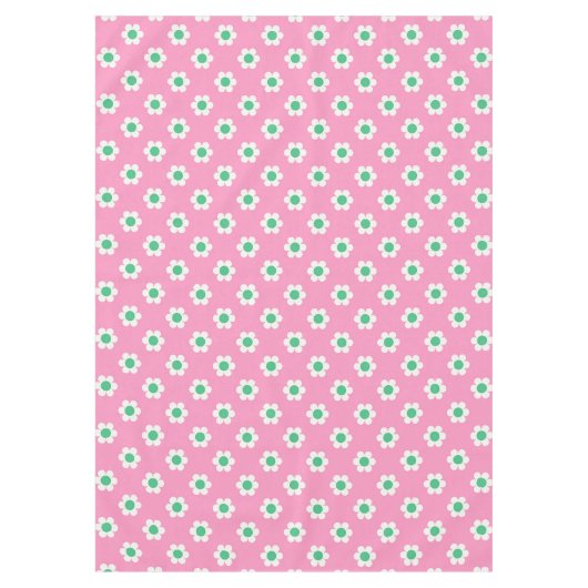 Retro Daisies rosa und grün Tischdecke (Vorderseite)