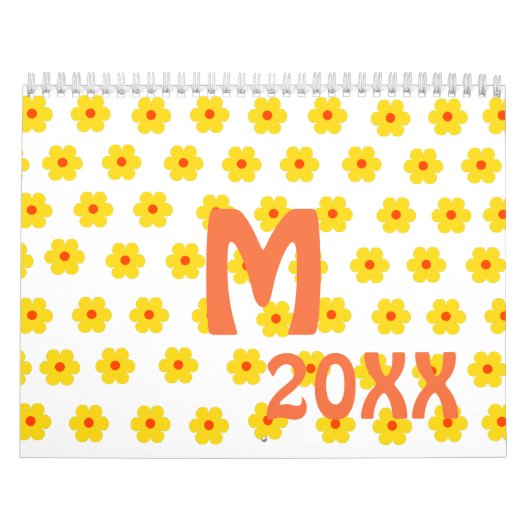 Retro Daisies Yellow floral botanisches Muster Kalender (Titelbild)