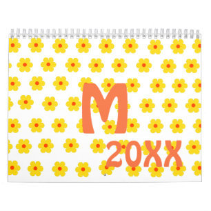 Retro Daisies Yellow floral botanisches Muster Kalender