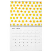 Retro Daisies Yellow floral botanisches Muster Kalender (Mär 2027)