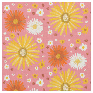 Retro Daisis Muster rosa Stoff