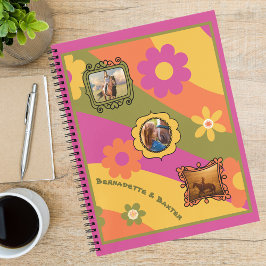 Retro Daisy 3 Foto Horse Pet Collage und Name Notizblock