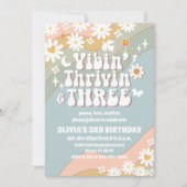 Retro Daisy 3. Geburtstagseinladung Einladung (Vorderseite)