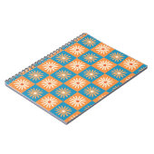 Retro Daisy auf Blue und Orange Checkerboards Notizblock (Linke Seite)