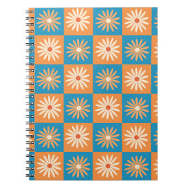 Retro Daisy auf Blue und Orange Checkerboards Notizblock