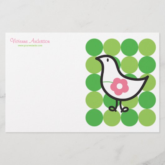 Retro Daisy Baby Chick Bird Whimsical Niedliche Pu Briefpapier (Vorderseite)