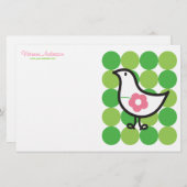 Retro Daisy Baby Chick Bird Whimsical Niedliche Pu Briefpapier (Vorne/Hinten)