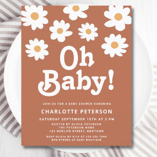 Retro Daisy Baby Dusche Einladung